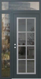 Diamond C16 48" x 96" anthracite/anthracite mirrored Glass Panel stainless steel RHI with Sidelite and Transom clear Glass