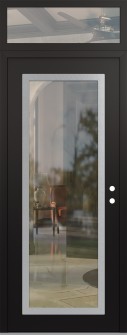 Diamond C1 36" x 96" black/black clear Glass Panel stainless steel LHI with Transom clear Glass