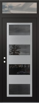 Diamond C2 36" x 96" black/black mirrored Glass Panel stainless steel RHI with Transom clear Glass