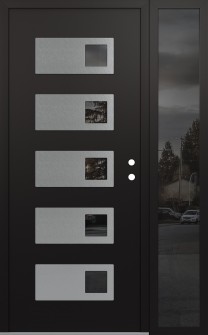 Diamond D2 48" x 80" black/black mirrored Glass Panel stainless steel LHI with Sidelite mirrored Glass