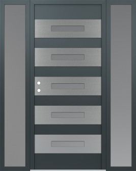 Diamond D9 68" x 80" anthracite/anthracite frosted Glass Panel stainless steel RHI with 2 Sidelites frosted Glass