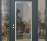 Modern Steel Front Door Diamond C1 64" x 96" anthracite/anthracite clear Glass Panel stainless steel RHI with 2 Sidelites and Transom clear Glass