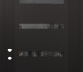 Modern Steel Front Door Diamond C7 36" x 96" black/black mirrored Glass Panel black RHI with Transom mirrored Glass