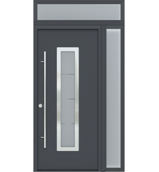 MODERN GRAY FRONT STEEL DOOR ARGOS (ANTRACIT) 49 1/4" X 95 11/16" RHI + SIDELITE RIGHT/TRANSOM