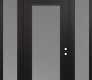 Modern Steel Front Door Diamond C1 60" x 96" black/white frosted Glass Panel black LHI with 2 Sidelites and Transom frosted Glass