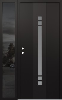 DIAMOND A4 48" X 80" BLACK/WHITE FROSTED GLASS PANEL BLACK RHI WITH SIDELITE MIRRORED GLASS