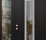 Modern Steel Front Door DIAMOND A11 52" X 96" BLACK/BLACK CLEAR GLASS PANEL STAINLESS STEEL RHI WITH SIDELITE AND TRANSOM CLEAR GLASS