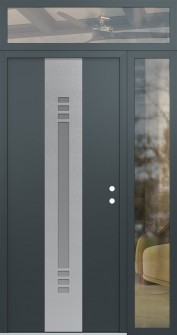 DIAMOND A5 52" X 96" ANTHRACITE/ANTHRACITE FROSTED GLASS PANEL STAINLESS STEEL LHI WITH SIDELITE AND TRANSOM CLEAR GLASS