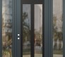 Modern Steel Front Door Diamond C14 68" x 96" anthracite/anthracite clear Glass Panel black RHI with 2 Sidelites and Transom clear Glass