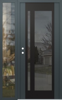 Diamond C15 52" x 80" anthracite/anthracite mirrored Glass Panel black RHI with Sidelite clear Glass