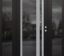 Modern Steel Front Door Diamond C15 60" x 80" black/black mirrored Glass Panel stainless steel LHI with 2 Sidelites mirrored Glass