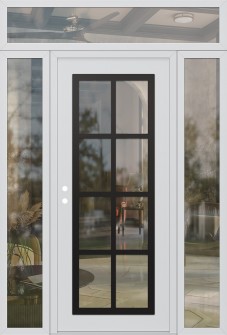 Diamond C16 68" x 96" white/white clear Glass Panel black RHI with 2 Sidelites and Transom clear Glass