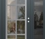 Modern Steel Front Door Diamond C16 48" x 80" anthracite/anthracite clear Glass Panel stainless steel LHI with Sidelite mirrored Glass