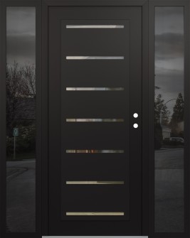 Diamond C11 60" x 80" black/black clear Glass Panel black LHI with 2 Sidelites mirrored Glass