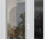Modern Steel Front Door Diamond C1 50" x 96" white/white clear Glass Panel stainless steel LHI with Sidelite and Transom mirrored Glass
