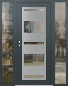 Diamond C10 64" x 80" anthracite/anthracite clear Glass Panel stainless steel RHI with 2 Sidelites clear Glass