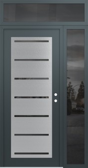 Diamond C11 52" x 96" anthracite/anthracite mirrored Glass Panel stainless steel LHI with Sidelite and Transom mirrored Glass