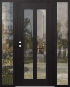 Diamond C14 64" x 80" black/black clear Glass Panel black RHI with 2 Sidelites clear Glass
