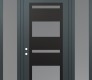 Modern Steel Front Door Diamond C10 68" x 96" anthracite/anthracite frosted Glass Panel black RHI with 2 Sidelites and Transom frosted Glass