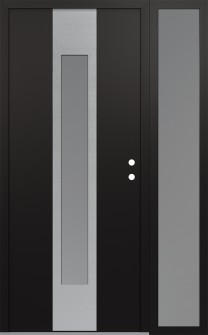 DIAMOND A1 48" X 80" BLACK/WHITE FROSTED GLASS PANEL STAINLESS STEEL LHI WITH SIDELITE FROSTED GLASS