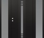 Modern Steel Front Door DIAMOND A5 60" X 80" BLACK/WHITE FROSTED GLASS PANEL BLACK RHI WITH 2 SIDELITES FROSTED GLASS