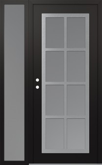 Diamond C16 48" x 80" black/white frosted Glass Panel stainless steel RHI with Sidelite frosted Glass