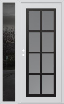 Diamond C16 52" x 80" white/white frosted Glass Panel black LHI with Sidelite mirrored Glass