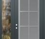 Modern Steel Front Door Diamond C16 48" x 96" anthracite/anthracite frosted Glass Panel stainless steel RHI with Sidelite and Transom clear Glass