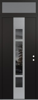 DIAMOND A9 36" X 96" BLACK/BLACK MIRRORED GLASS PANEL STAINLESS STEEL LHI WITH TRANSOM FROSTED GLASS