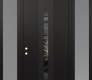 Modern Steel Front Door DIAMOND A4 60" X 96" BLACK/BLACK MIRRORED GLASS PANEL BLACK RHI WITH 2 SIDELITES AND TRANSOM FROSTED GLASS