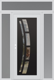 Diamond C12 64" x 96" white/white clear Glass Panel black RHI with 2 Sidelites and Transom frosted Glass