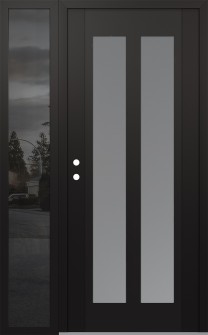 Diamond C14 48" x 80" black/white frosted Glass Panel black RHI with Sidelite mirrored Glass