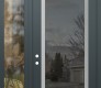 Modern Steel Front Door Diamond C1 48" x 96" anthracite/anthracite mirrored Glass Panel stainless steel RHI with Sidelite and Transom clear Glass