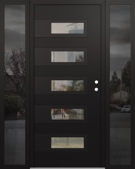 Diamond D3 64" x 80" black/black clear Glass Panel black LHI with 2 Sidelites mirrored Glass