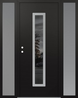 DIAMOND A11 64" X 80" BLACK/BLACK MIRRORED GLASS PANEL STAINLESS STEEL RHI WITH 2 SIDELITES FROSTED GLASS