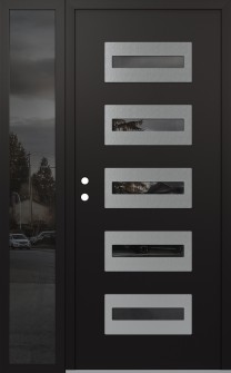 Diamond D4 52" x 80" black/black Mirrored Glass Panel stainless steel RHI with Sidelite Mirrored Glass