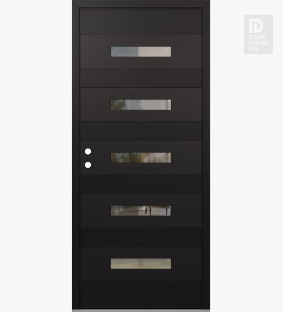 Modern Steel Front Door Diamond D9 36" x 80" black/black clear Glass Panel black RHI