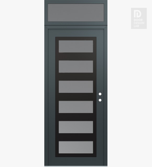 Modern Steel Front Door Diamond C9 36" x 96" anthracite/anthracite frosted Glass Panel black LHI with Transom frosted Glass