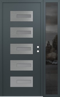 Diamond D6 52" x 80" anthracite/anthracite frosted Glass Panel stainless steel LHI with Sidelite mirrored Glass
