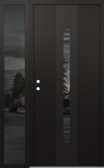 DIAMOND A5 50" X 80" BLACK/BLACK MIRRORED GLASS PANEL BLACK RHI WITH SIDELITE MIRRORED GLASS