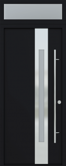 MODERN FRONT STEEL DOOR ZEPHYR BLACK/WHITE 37 7/16" X 95 11/16" LHI + TRANSOM