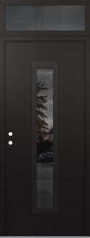 DIAMOND A11 36" X 96" BLACK/BLACK MIRRORED GLASS PANEL BLACK RHI WITH TRANSOM MIRRORED GLASS