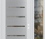 Modern Steel Front Door Diamond C11 52" x 96" white/white clear Glass Panel stainless steel LHI with Sidelite and Transom clear Glass