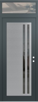 Diamond C6 36" x 96" anthracite/anthracite mirrored Glass Panel stainless steel LHI with Transom clear Glass