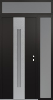 DIAMOND A2 50" X 96" BLACK/WHITE FROSTED GLASS PANEL STAINLESS STEEL LHI WITH SIDELITE AND TRANSOM FROSTED GLASS