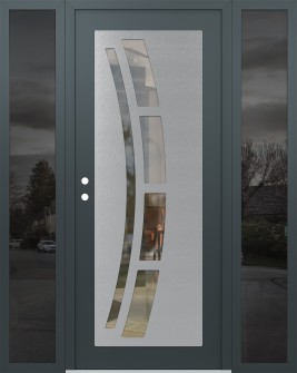 Diamond C12 68" x 80" anthracite/anthracite clear Glass Panel stainless steel RHI with 2 Sidelites mirrored Glass