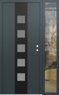 DIAMOND A13 50" X 80" ANTHRACITE/ANTHRACITE FROSTED GLASS PANEL BLACK LHI WITH SIDELITE CLEAR GLASS