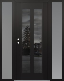 Diamond C14 68" x 80" black/black mirrored Glass Panel black RHI with 2 Sidelites frosted Glass