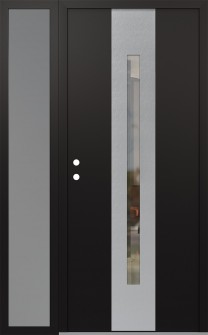 DIAMOND A2 48" X 80" BLACK/BLACK CLEAR GLASS PANEL STAINLESS STEEL RHI WITH SIDELITE FROSTED GLASS