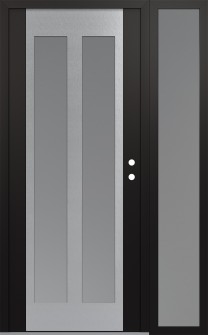 Diamond C14 48" x 80" black/white frosted Glass Panel stainless steel LHI with Sidelite frosted Glass